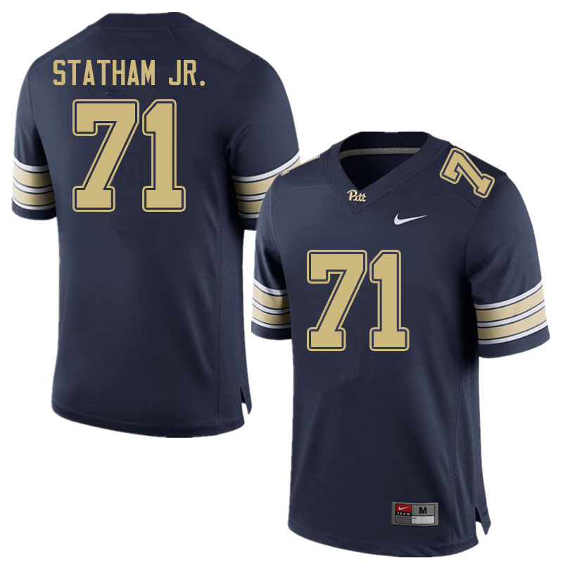 Men #71 Michael Statham Jr. Pitt Panthers College Football Jerseys Sale-Navy